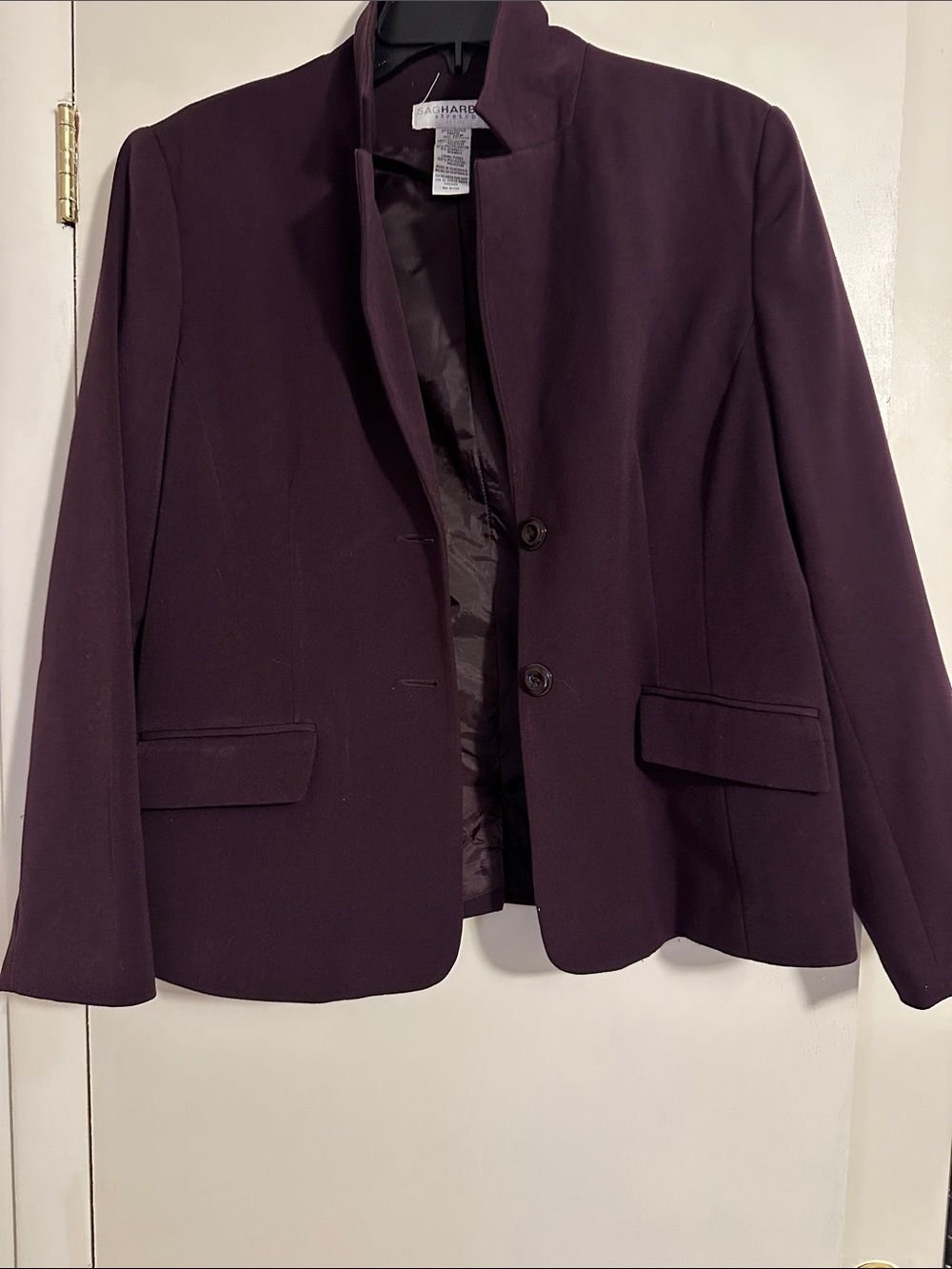Sag Harbor Plum Collarless Two-Button Blazer